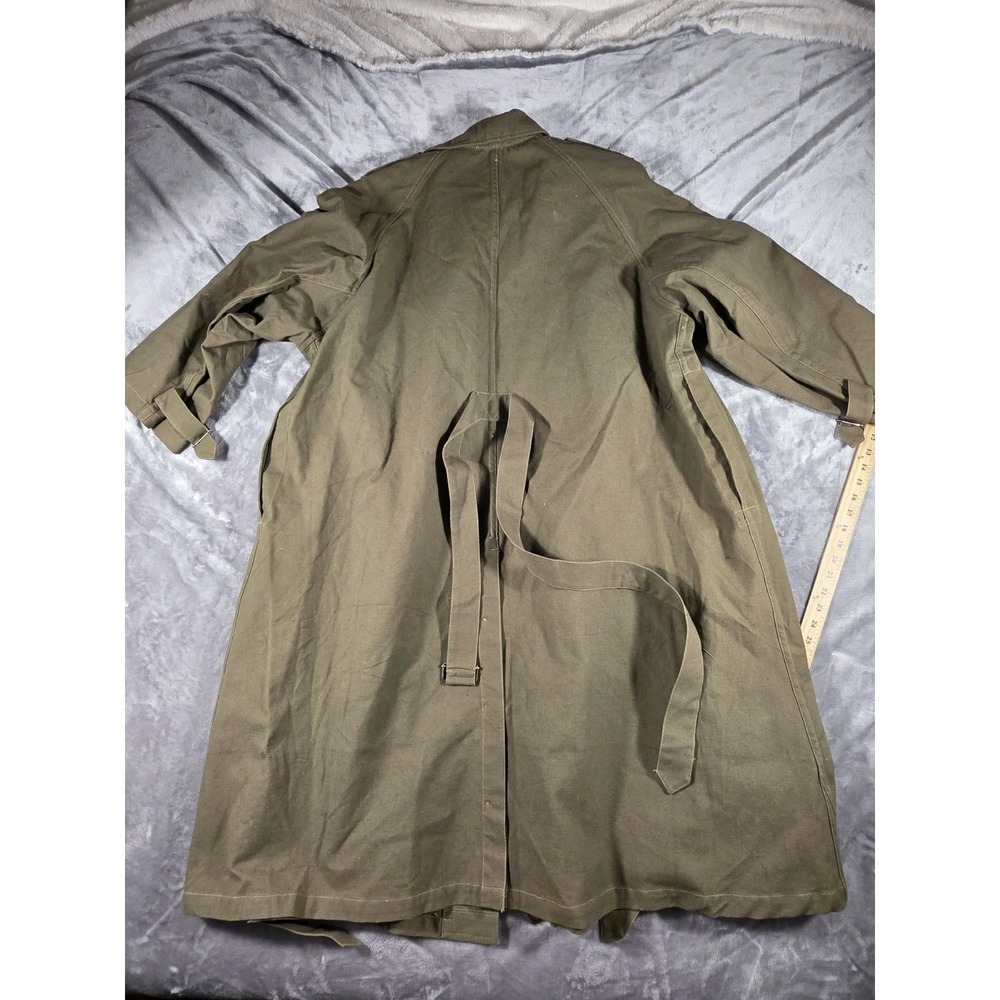 VTG WWII French MILITARY Motorcycle Dispatch Rider Overcoat Canvas Trench Coat - Picture 10 of 10